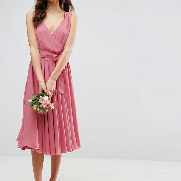 ASOS Dresses & Skirts - Pink wrap midi dress